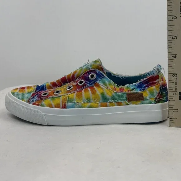 Blowfish Malibu Womens Size 8 Rainbow Tie Dye Play Sneakers Slip On Canvas - Picture 8 of 12